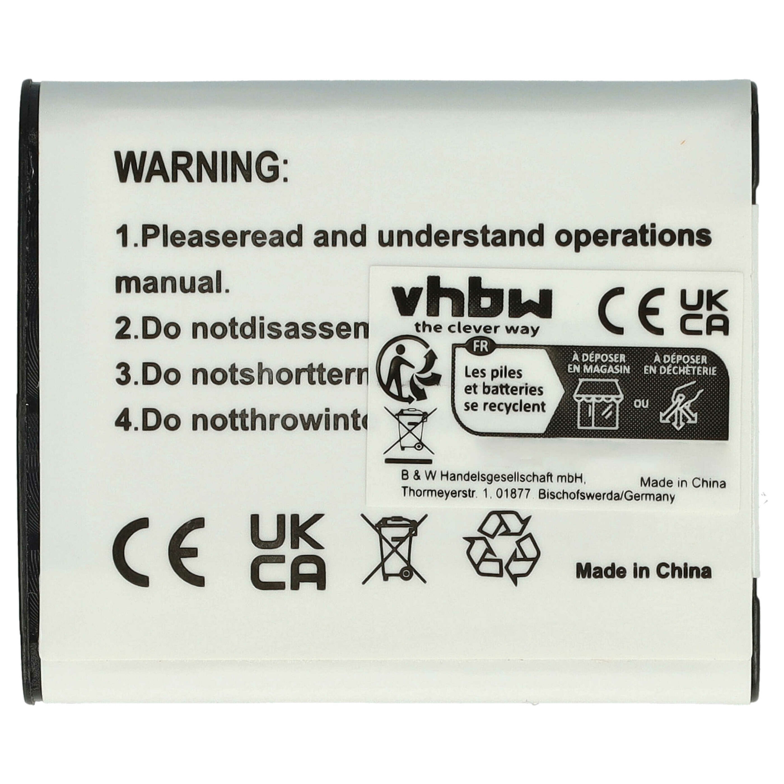 Bateria vhbw compatível com Casio NP-10, NP-150 - 600mAh, 3.7V, Li-Ion - Image 2