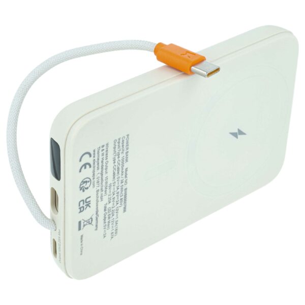Power Bank Magnética Sem Fios vhbw 10000 mAh para iPhone, Samsung, Xiaomi - Bege