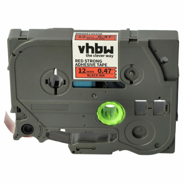 Fita de Etiquetas compatível com Brother TZE-S431 - 12 mm Preto sobre Vermelho, Extra Resistente