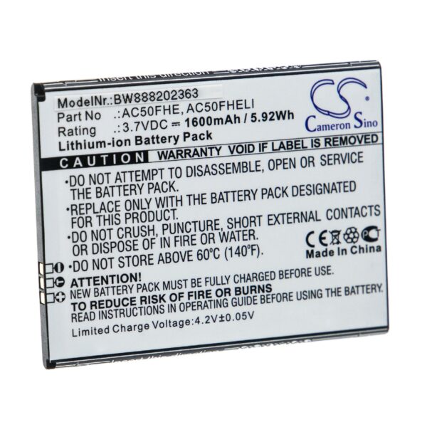 Bateria para telemóvel vhbw substitui Archos AC50FHE, AC50FHELI - 1600 mAh 3.7 V Li-Ion