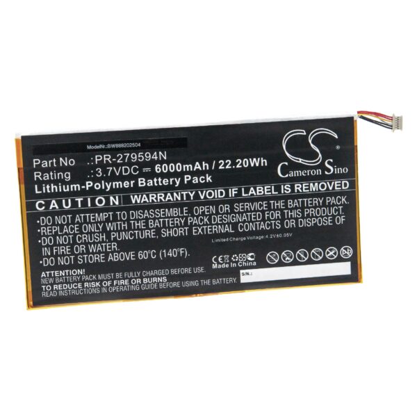 Bateria para Tablet Acer PR-279594N vhbw - 6000 mAh 3.7V Li-polymer