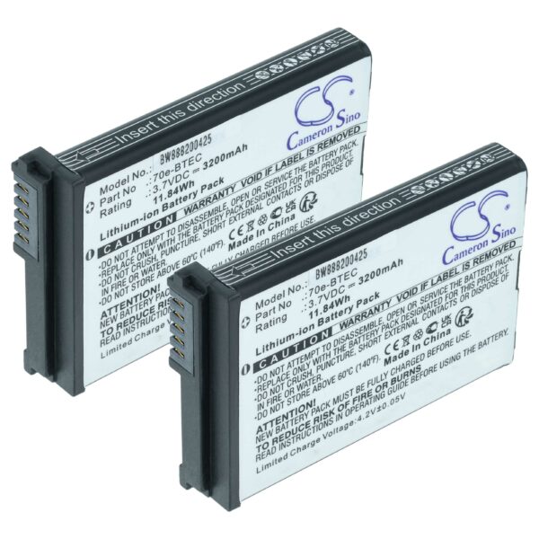 Bateria vhbw 2x para Honeywell 60S-BATT-1, 70e-BTEC, BAT-EXTENDED-01 - 3200mAh, 3.7V