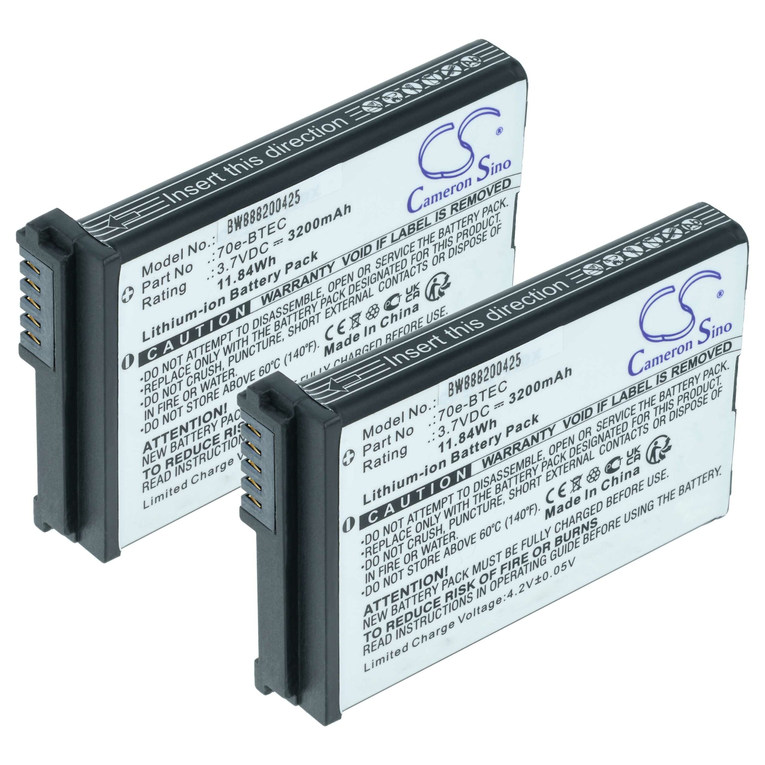 Bateria vhbw 2x para Honeywell 60S-BATT-1, 70e-BTEC, BAT-EXTENDED-01 - 3200mAh, 3.7V