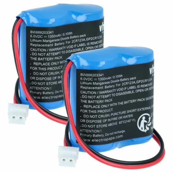 Bateria vhbw 2x CR17450 Li-MnO2 6V 1350 mAh para Sensores de Movimento Visonic