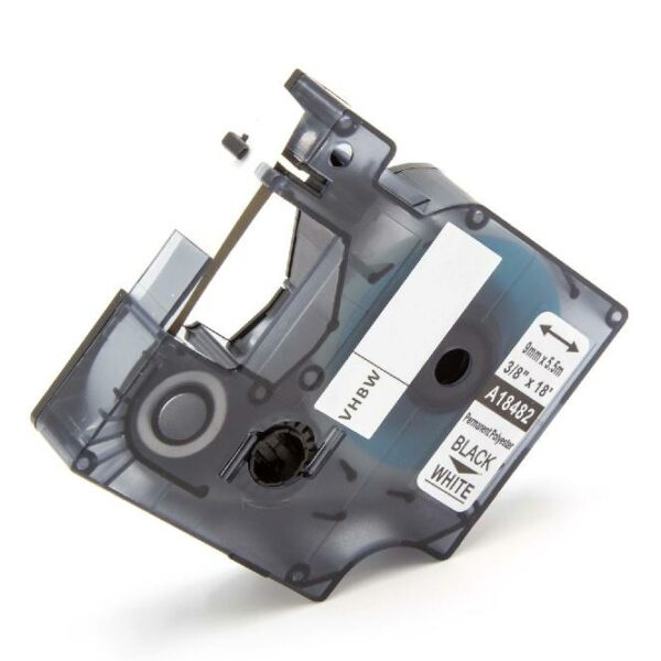 Fita de Etiquetas vhbw Compatível com Dymo 18482 - 9 mm Preto sobre Branco, Poliester