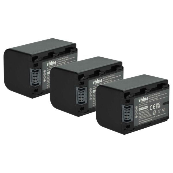 Bateria vhbw 3x para Câmara Sony - NP-FH50, NP-FH100, NP-FH70, NP-FH60, NP-FH40 - 950 mAh 7.2 V