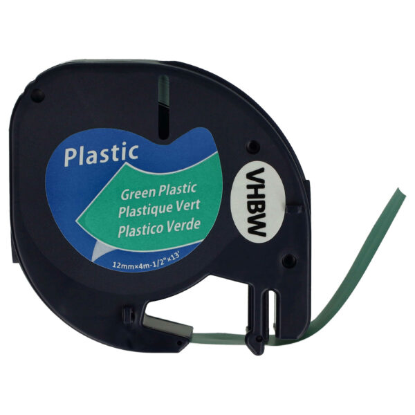 Fita de Etiqueta vhbw 12 mm Preto sobre Verde compatível com Dymo 91224, S0721640