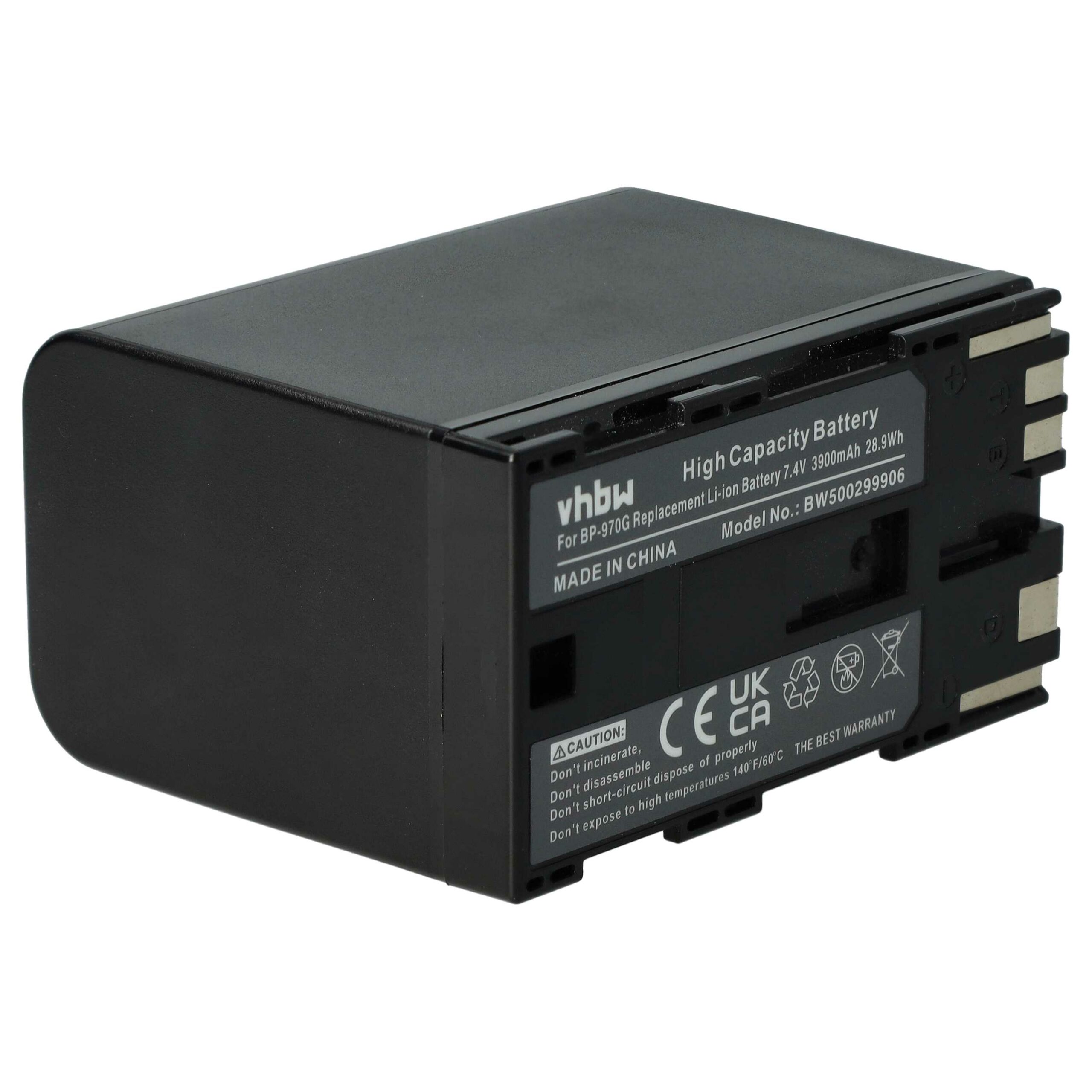 Bateria vhbw para câmara de vídeo Canon BP-975, BP-955, BP-970G, BP-925 - 6000 mAh 7.4 V Li-Ion