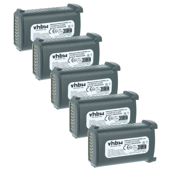 Bateria vhbw 2600mAh 7.4V para Symbol 21-65587-02, 21-65587-01, 21-61261-01 - Pack de 5