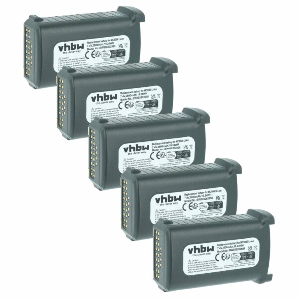 Bateria vhbw 2600mAh 7.4V para Symbol 21-65587-02, 21-65587-01, 21-61261-01 - Pack de 5
