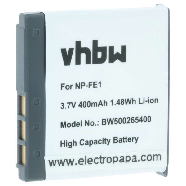 Bateria vhbw compatível com Sony NP-FE1 - 370mAh, 3.6V, Li-Ion