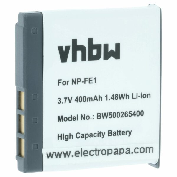 Bateria vhbw compatível com Sony NP-FE1 - 370mAh, 3.6V, Li-Ion