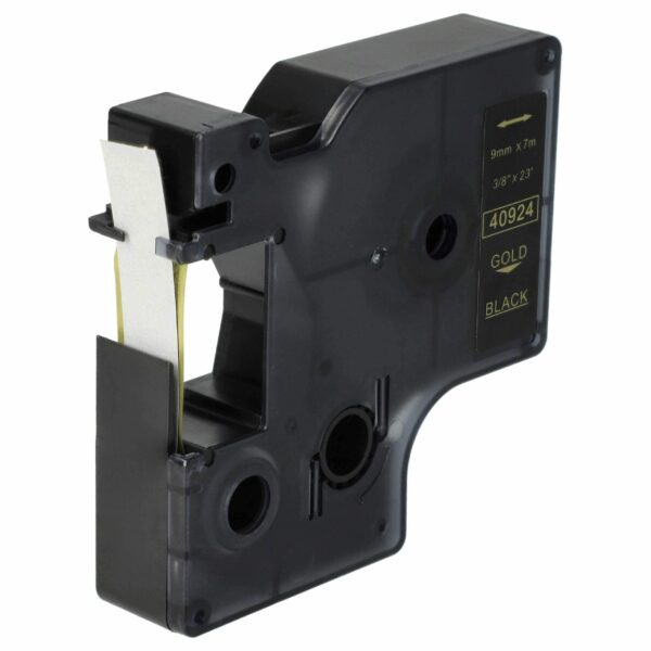 Fita de etiquetagem compatível Dymo D1 40924 - 9 mm Ouro sobre Preto