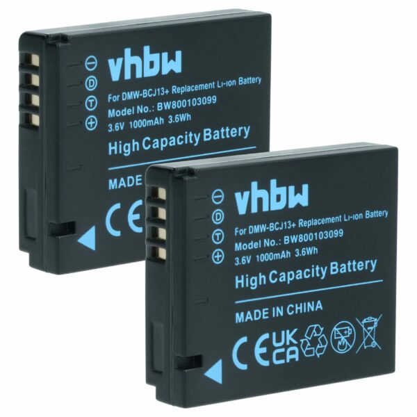 2x Bateria vhbw para Leica BP-DC10E, BP-DC10 - 1000mAh, 3.6V, Li-Ion com Chip de Informação