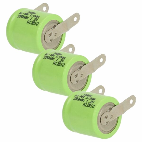 Bateria NiMH vhbw 1/3AA 250 mAh 1.2V - Pack com 3 Unidades para Modelos Telecomandados