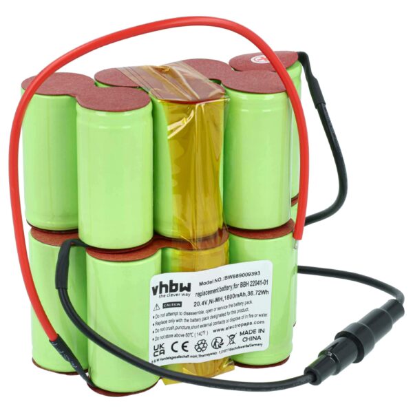 Bateria vhbw substitui Bosch 11015613 para aspirador Bosch 1800mAh, 20.4V, NiMH