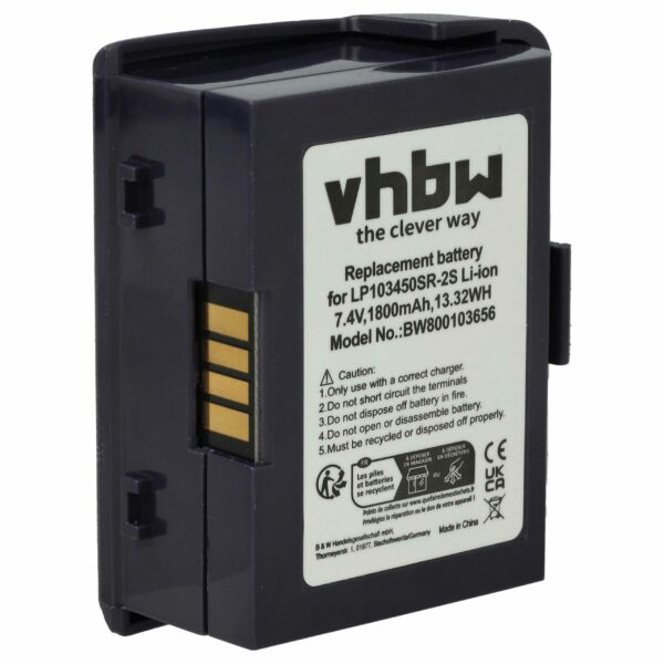 Bateria para Leitor de Cartões Verifone 24016-01-R, LP103450SR-2S - 1800 mAh 7.4 V Li-Ion vhbw