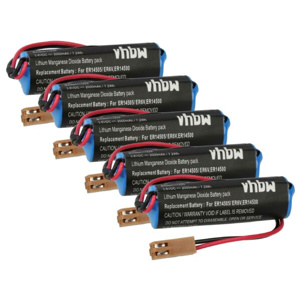 Bateria Laser 5x vhbw ER6V ER14500 - 2000 mAh 3.6V Li-MnO2