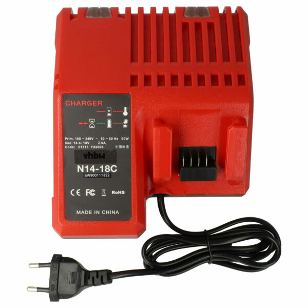 Carregador compatível com Milwaukee M18, M14 e baterias BTI - Li-Ion, 3.0A