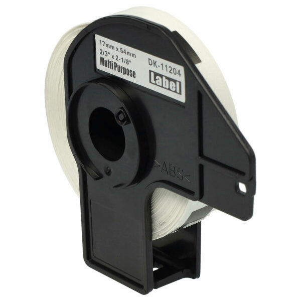 Rolo de Etiquetas vhbw Compatível com Brother DK-11204 - 17 mm x 54 mm com Suporte