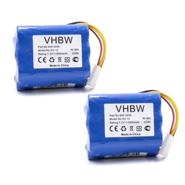 2x Baterias vhbw para Neato XV-11, XV-15, XV-21, Vorwerk VX100 - 3000mAh, 7.2V
