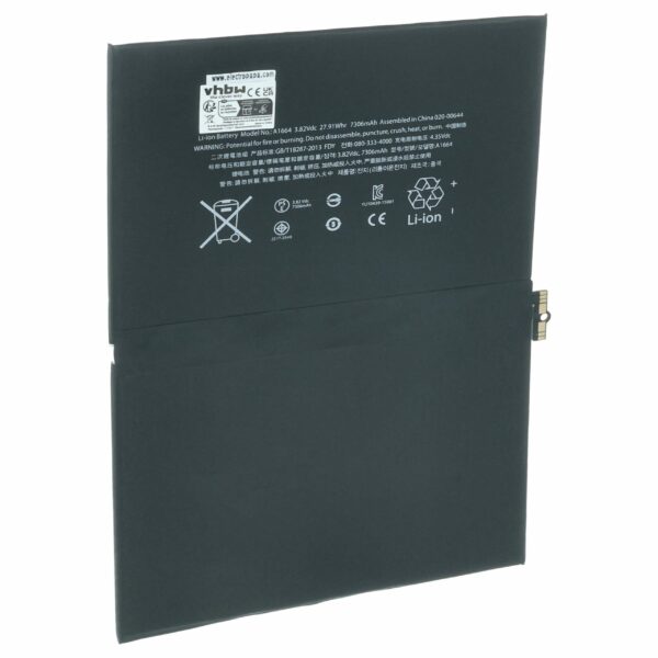 Bateria vhbw para Tablet Apple A1664 - 7300 mAh 3.82 V Li-polímero