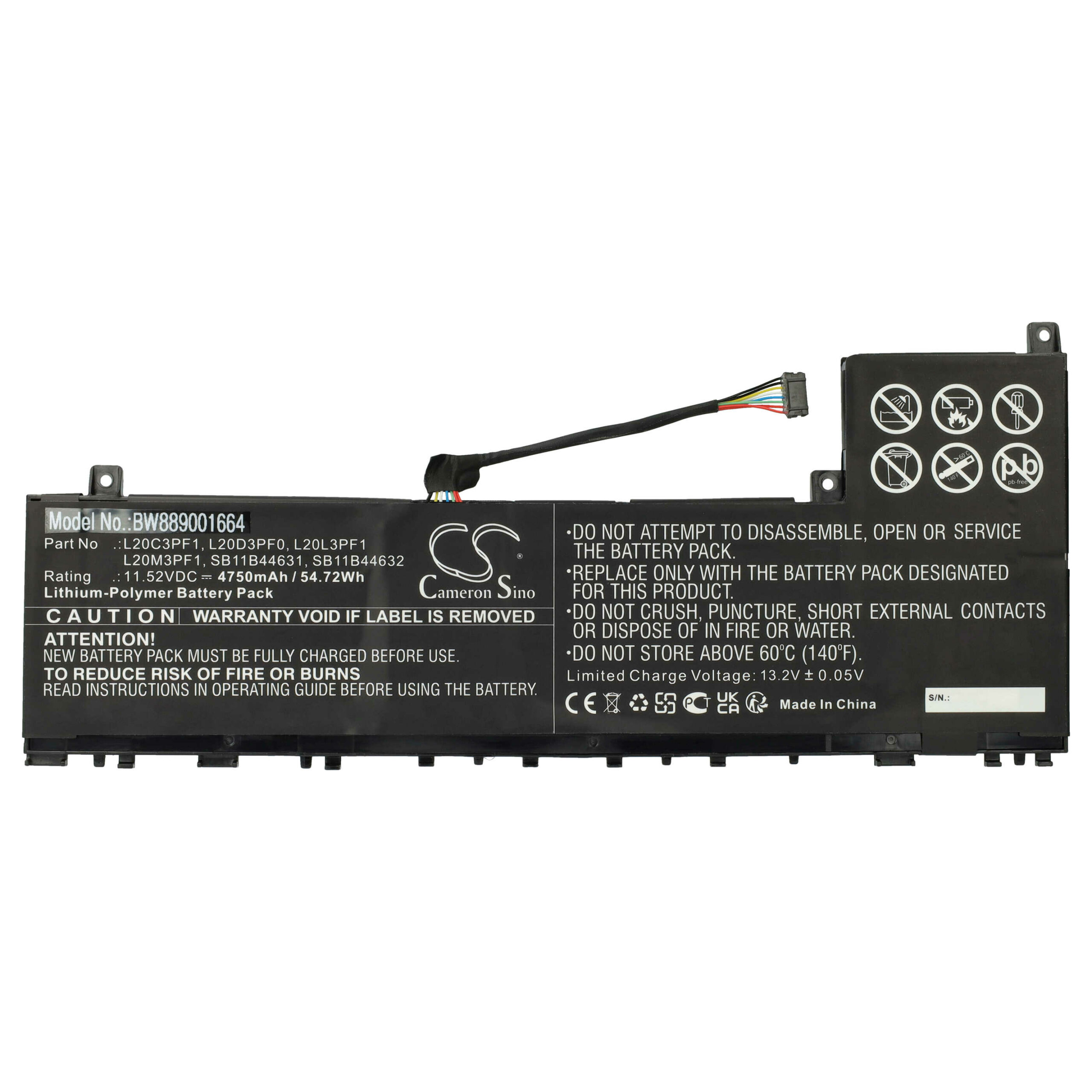 Bateria para Portátil vhbw para Lenovo IdeaPad 5 14ACN6, IdeaPad 5 Pro 14ITL6 4750 mAh 11.52 V