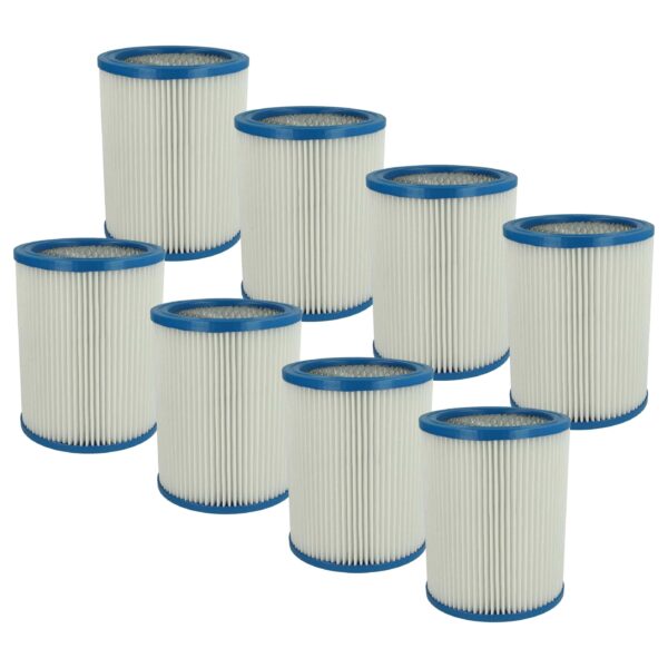 8x Filtro de Cartucho para Aspirador Fein - Substitui 31322765009, 4014586261454 - vhbw