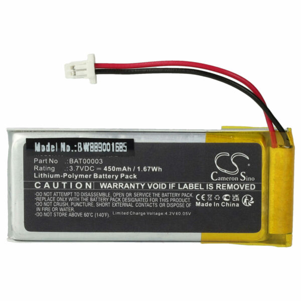 Bateria de Substituição para Auricular Cardo BAT00003 - 450 mAh 3.7 V Li-polímero vhbw