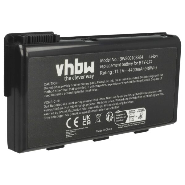Bateria para Portátil MSI compatível com 91NMS17LF6SU1, 957-173XXP-101, 91NMS17LD4SU1 - 4400 mAh 11.1 V Li-Ion, Preta