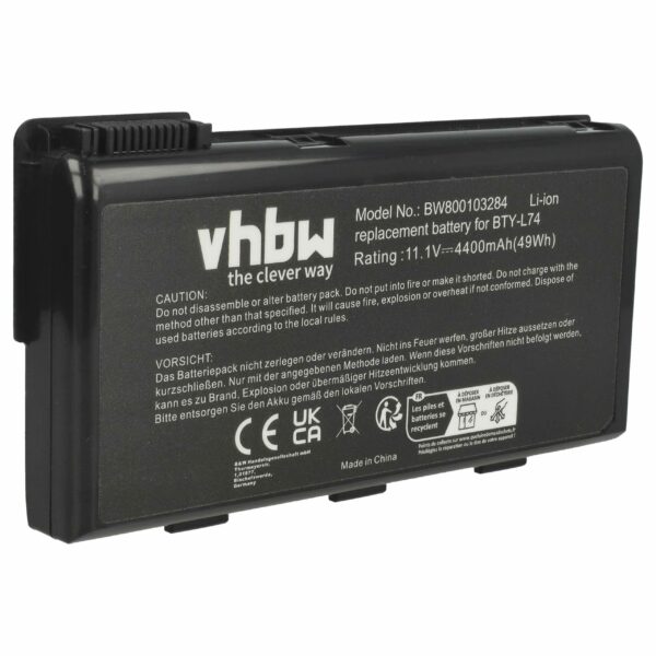 Bateria para Portátil MSI compatível com 91NMS17LF6SU1, 957-173XXP-101, 91NMS17LD4SU1 - 4400 mAh 11.1 V Li-Ion, Preta