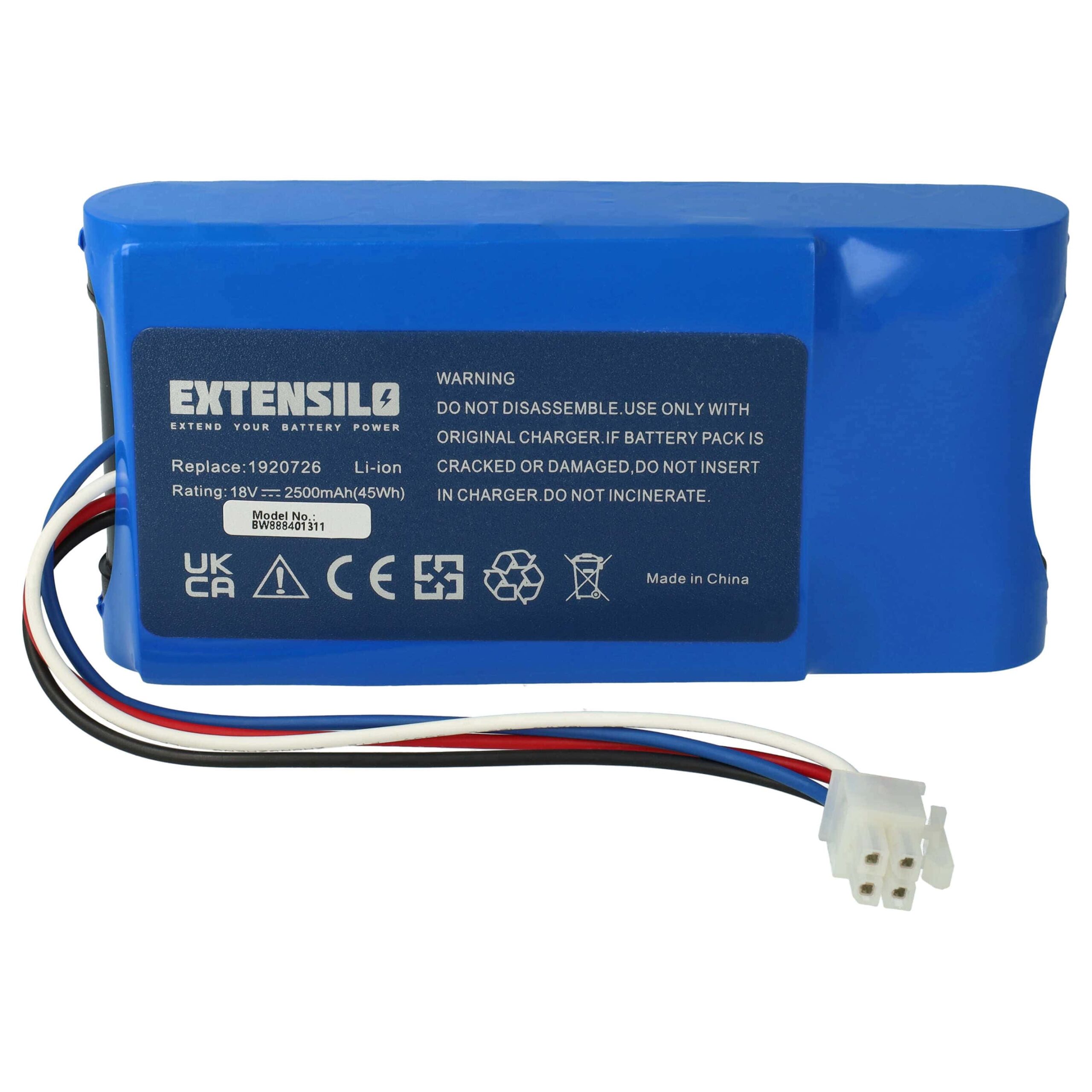 Bateria EXTENSILO Li-Ion 18V 2500mAh para Yard Force MB800 e Amiro 350i