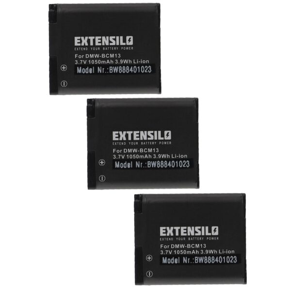 3x Bateria Extensilo para Panasonic DMW-BCM13, DMW-BCM13E - 1050mAh, 3.7V