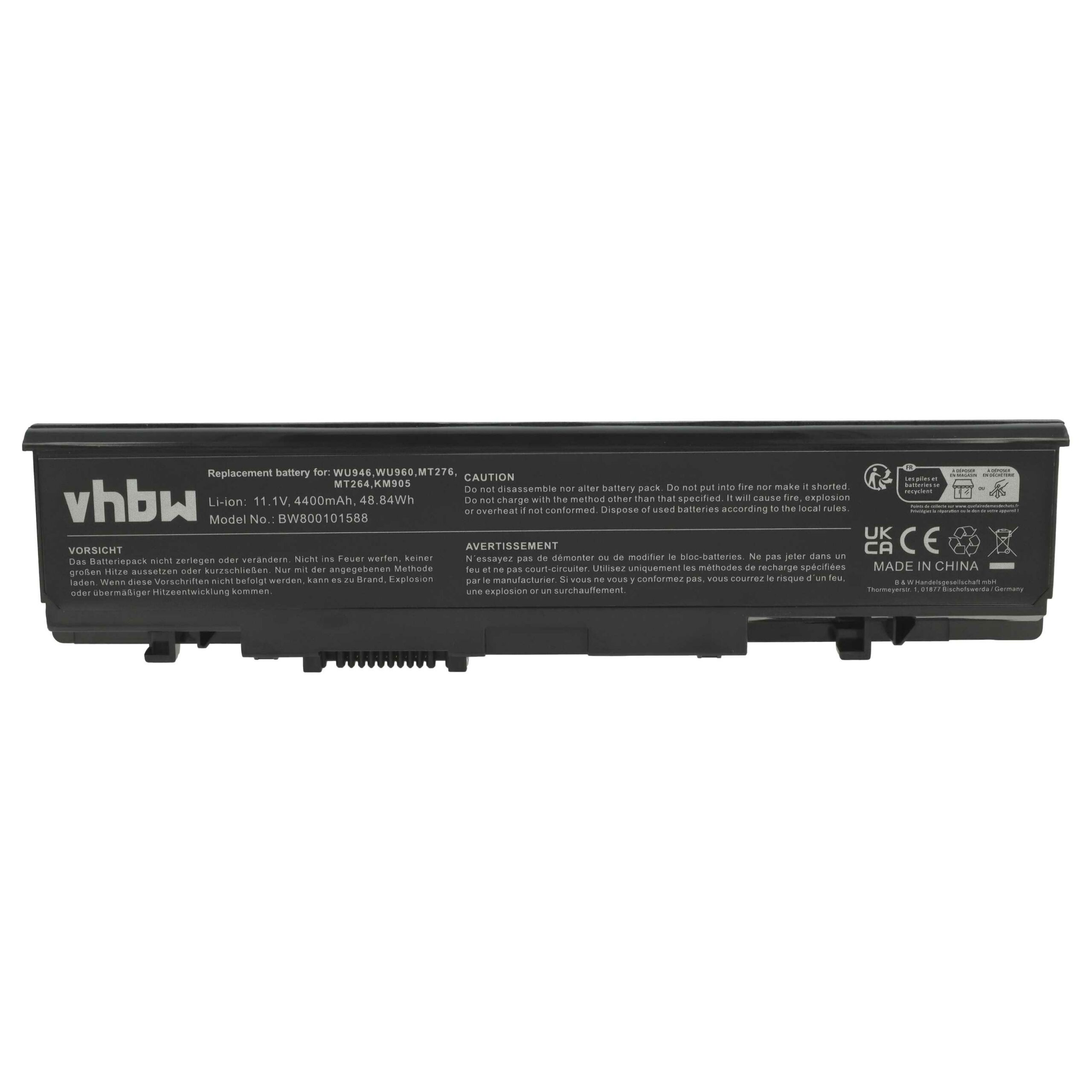 Bateria para Portátil Dell vhbw - 4400 mAh 11.1 V Li-Ion (substitui 312-0701, 312-0702, KM898, A2990667, KM887) - Image 4