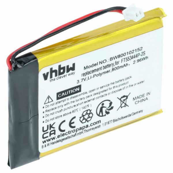 Bateria vhbw para Rádio TopCom/Stabo - 800 mAh 3.7 V Li-Ion (FT553444P-2S)