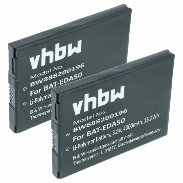 2x Bateria vhbw para Honeywell Scanpal EDA50, EDA50K, EDA51, EDA71 - 4000 mAh 3.8 V
