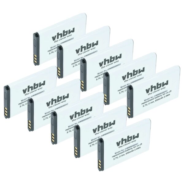 Bateria para Telemóvel vhbw - Compatível Alcatel RTR001F01, 10000058 - 650 mAh 3.7 V Li-Ion (Pack 10x)