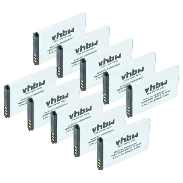 Bateria para Telemóvel vhbw - Compatível Alcatel RTR001F01, 10000058 - 650 mAh 3.7 V Li-Ion (Pack 10x)