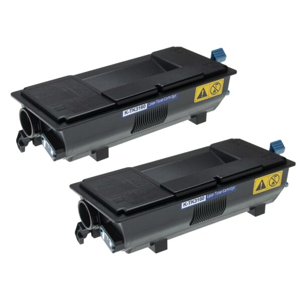 2x Toner Compatível Kyocera TK-3160 para Impressoras Kyocera + Recipiente de Desperdício de Toner, Preto