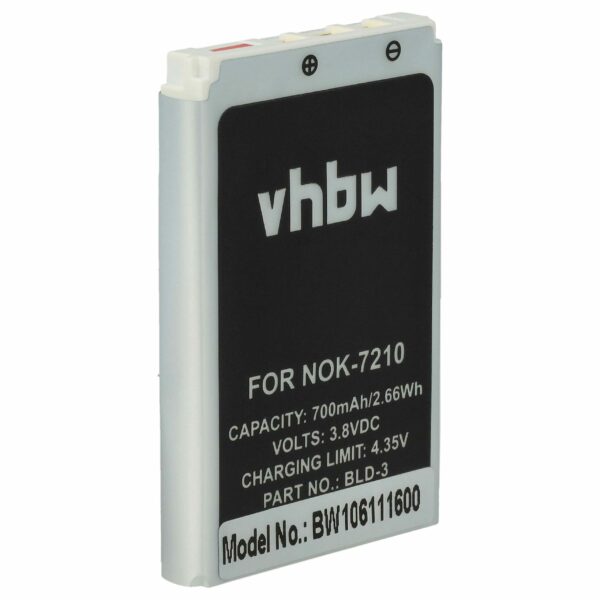 Bateria vhbw para Nokia BLD-3 - 700 mAh 3.7 V Li-Ion
