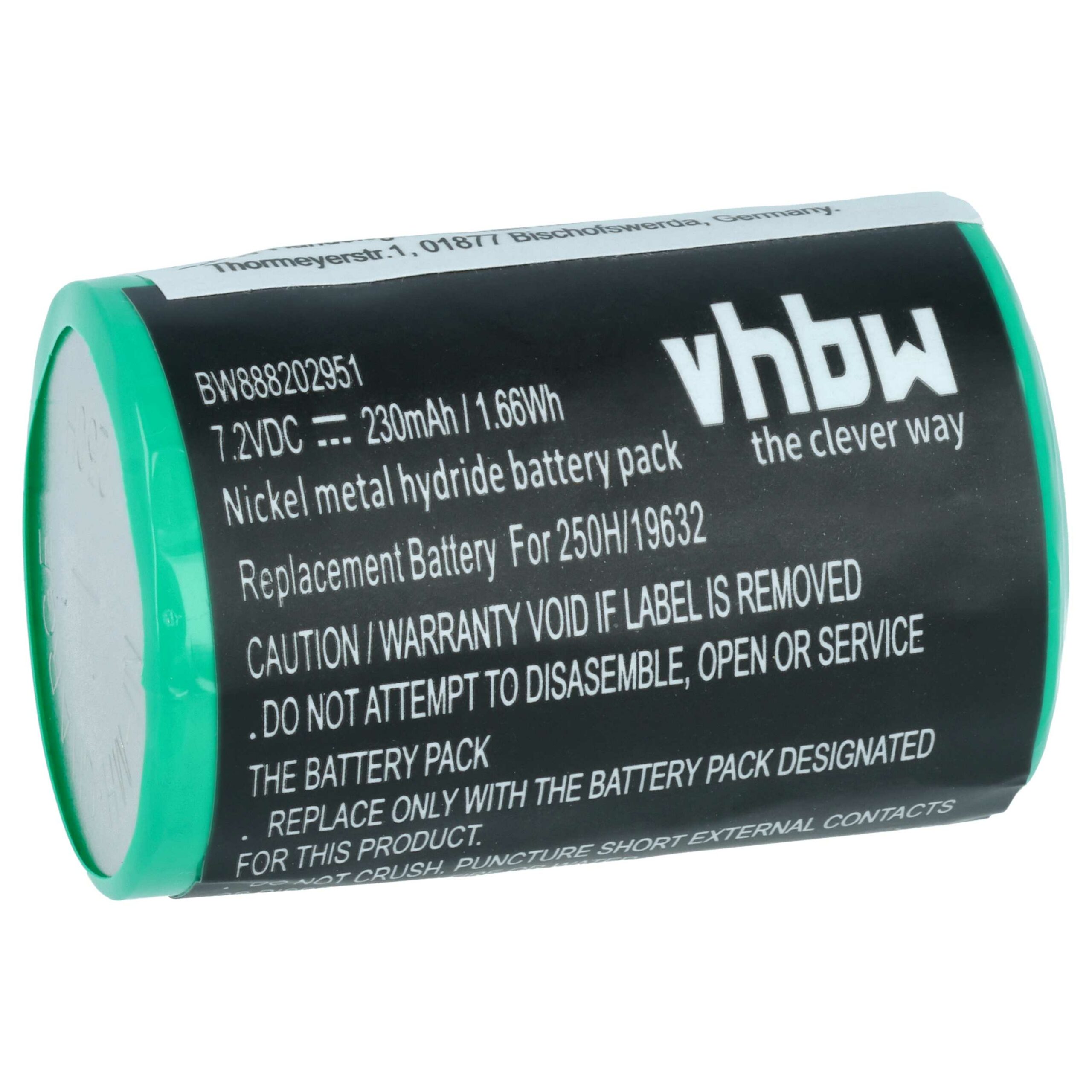 Bateria de Reposição vhbw para Servox 19632 - 230 mAh 7.2 V NiMH
