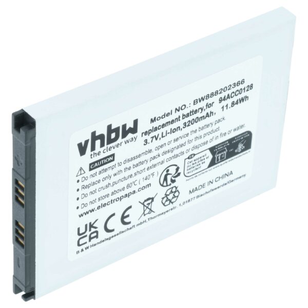 Bateria vhbw para Datalogic BTDL1 - 3200mAh, 3.8V (Substitui 94ACC0129, 94ACC0128, 3H21-00000491)