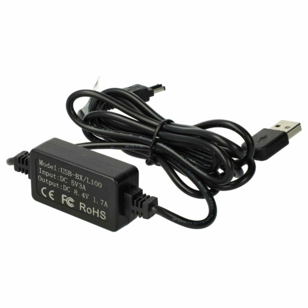 Carregador USB vhbw 8.4V 1.7A - Substituição para Sony AC-L10, AC-L100, AC-L15 e compatíveis