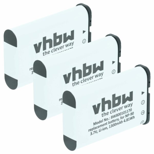 Bateria vhbw NP-90 para Casio - Pack de 3x 1300mAh, 3.6V, Li-Ion