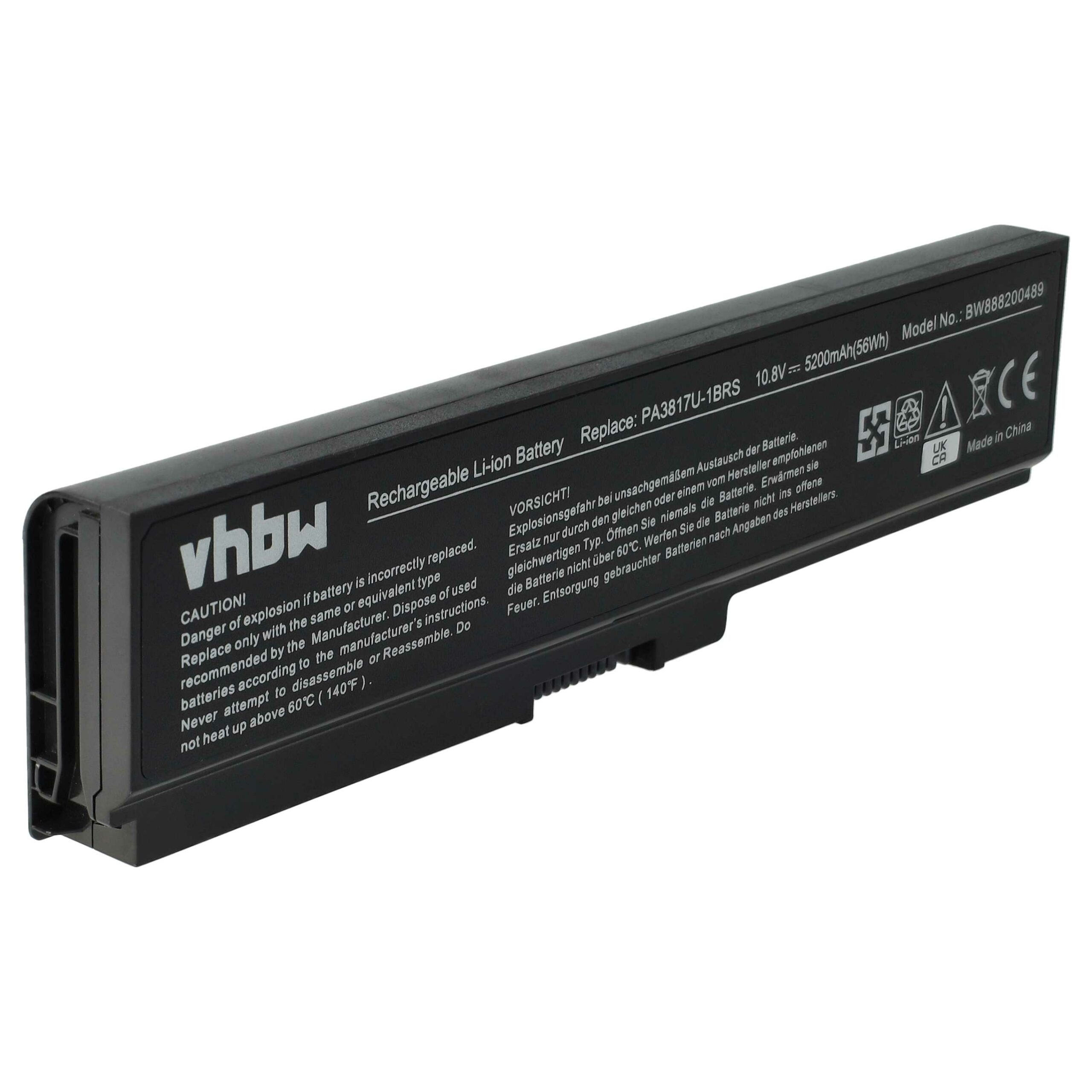 Bateria vhbw para Toshiba PA3817U-1BRS, PA3817U-1BAS - 5200 mAh 10.8 V Li-polímero
