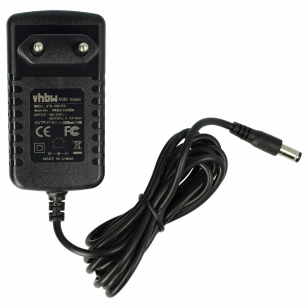 Adaptador de Alimentação AC vhbw 9V para Brother AD-24, AD-30, Roland e outros dispositivos