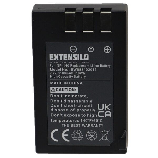Bateria EXTENSILO compatível com Fujifilm NP-140 - 1100mAh, 7.2V