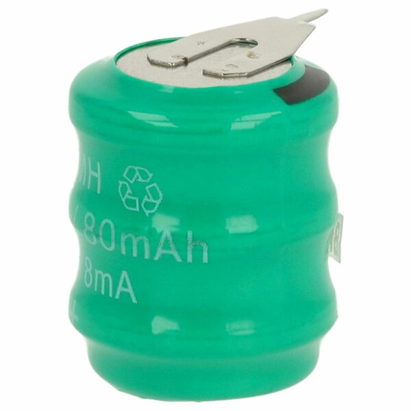 Bateria de Célula Recarregável vhbw 80 mAh 3.6V NiMH - 2 Pinos para Lâmpadas Solares e Modelos