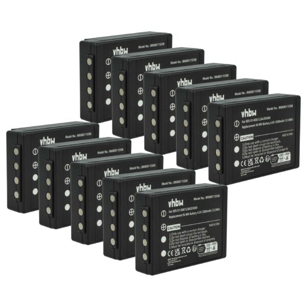 10x Baterias de Substituição vhbw para Controlos Remotos HBC 005-01-00615, BA205000, BA206000, BA205030 - 2000 mAh