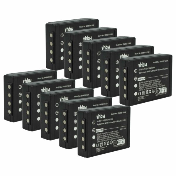 10x Baterias de Substituição vhbw para Controlos Remotos HBC 005-01-00615, BA205000, BA206000, BA205030 - 2000 mAh